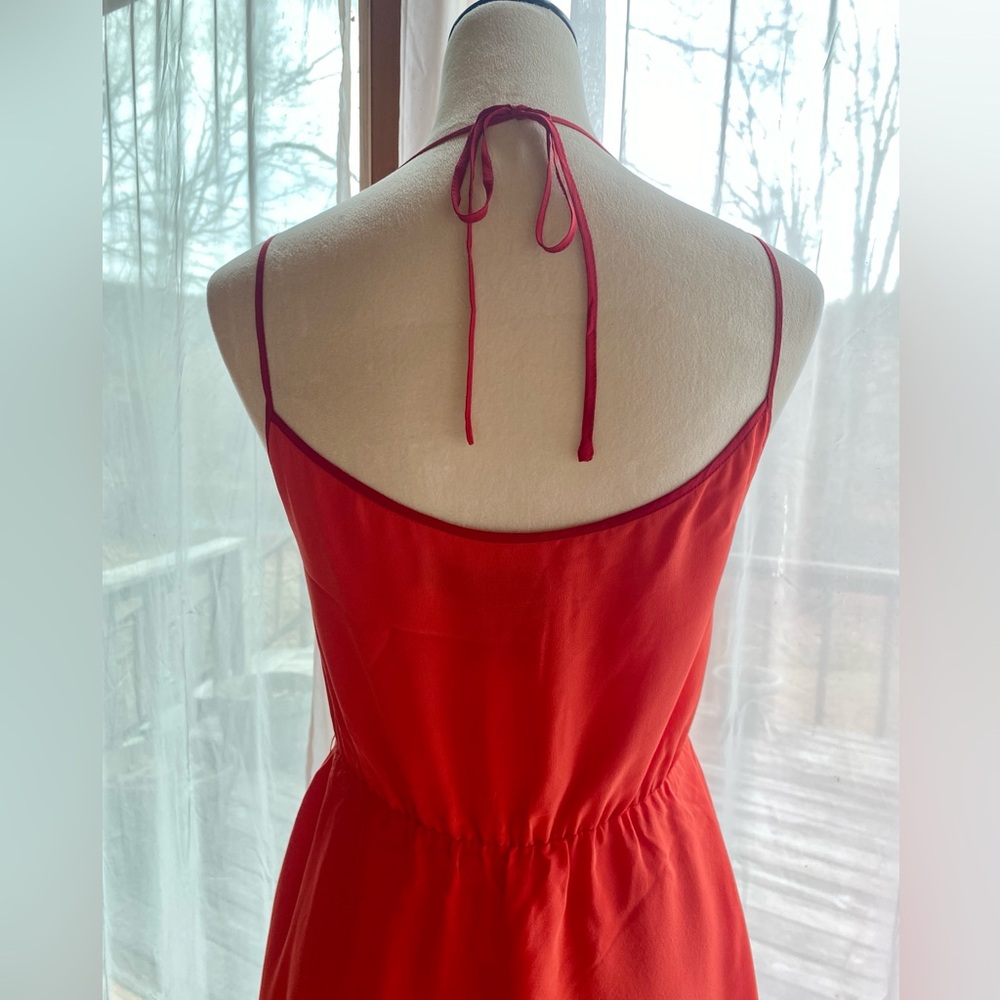 Anthropologie Girls from Savoy Becca 100% Silk Coral Red Dress, Size 4 Four - Picture 4 of 11